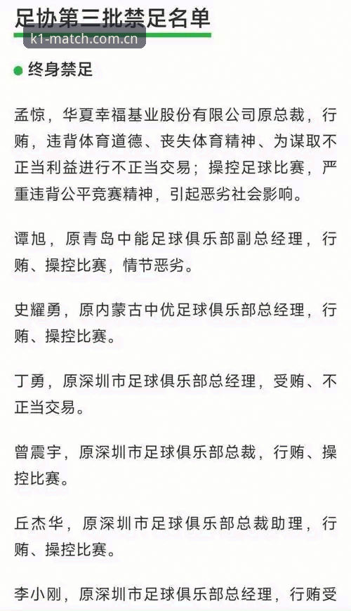 K1体育最新版本安装教程 揭秘中国足协第三批禁足名单背后的足坛暗流